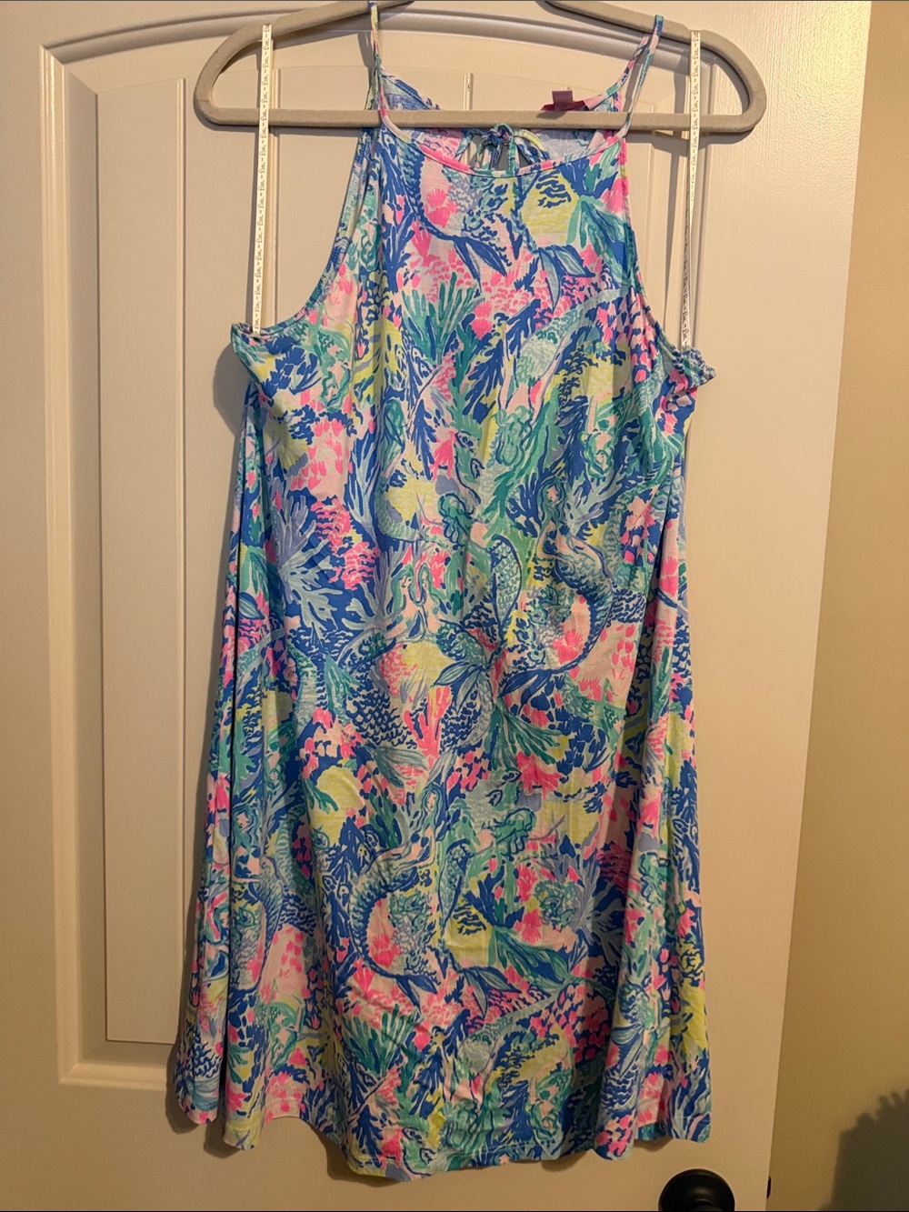 Lilly Pulitzer Bright Floral Halter Mini Dress in Blue, Pink & Green